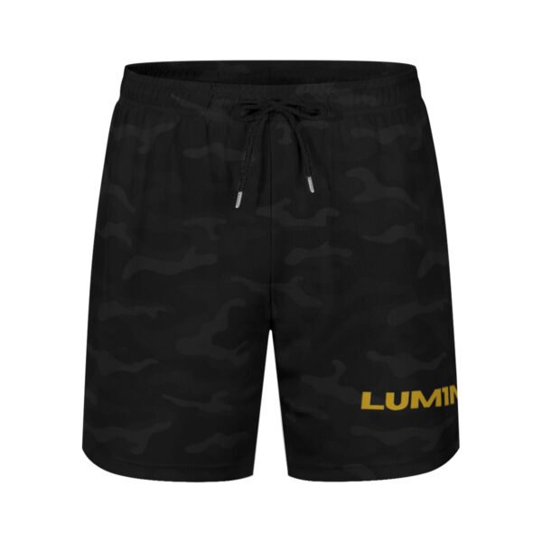 Lum1n Black Camo Double-Layered Athletic Shorts